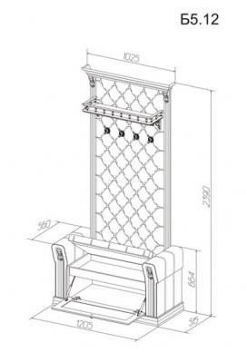 Вешалка с обувницей и полкой, с подлокотниками Б5.12 (Орех)-5