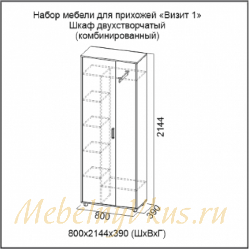 Визит 1 шкаф двухстворчатый