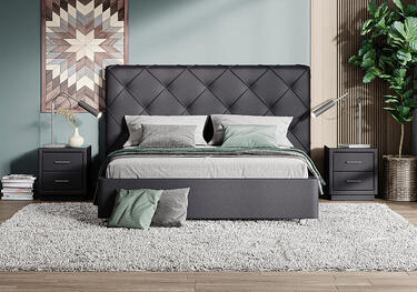 Дизайнерская кровать с мягким и изящным изголовьем из натуральной кожи Romilda BREEZE DECORATION